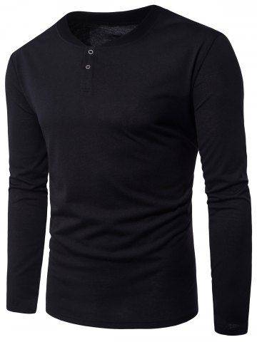 V Neck Long Sleeve Henley T shirt - Medium