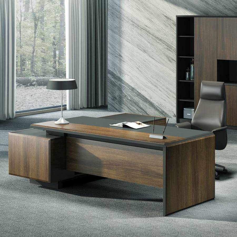 GOF Furniture-Afton 2 Executive Desk - Cocoa Brown