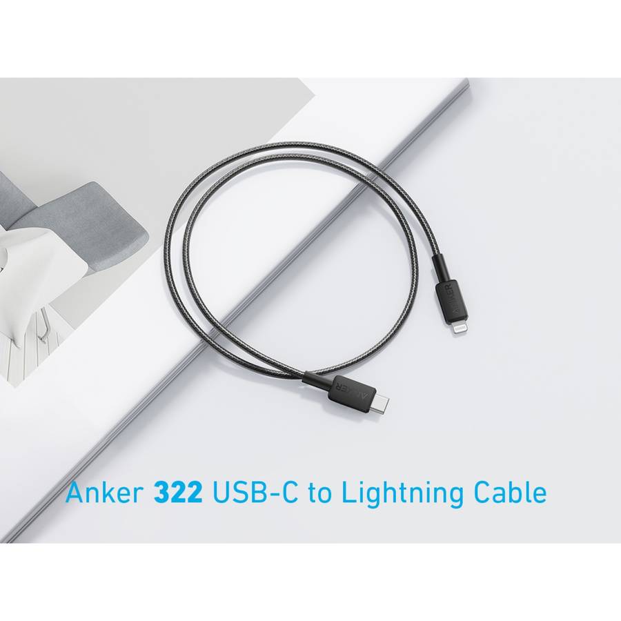 Anker 60W PowerLine Type C To Lightning Cable - 0.9m Black