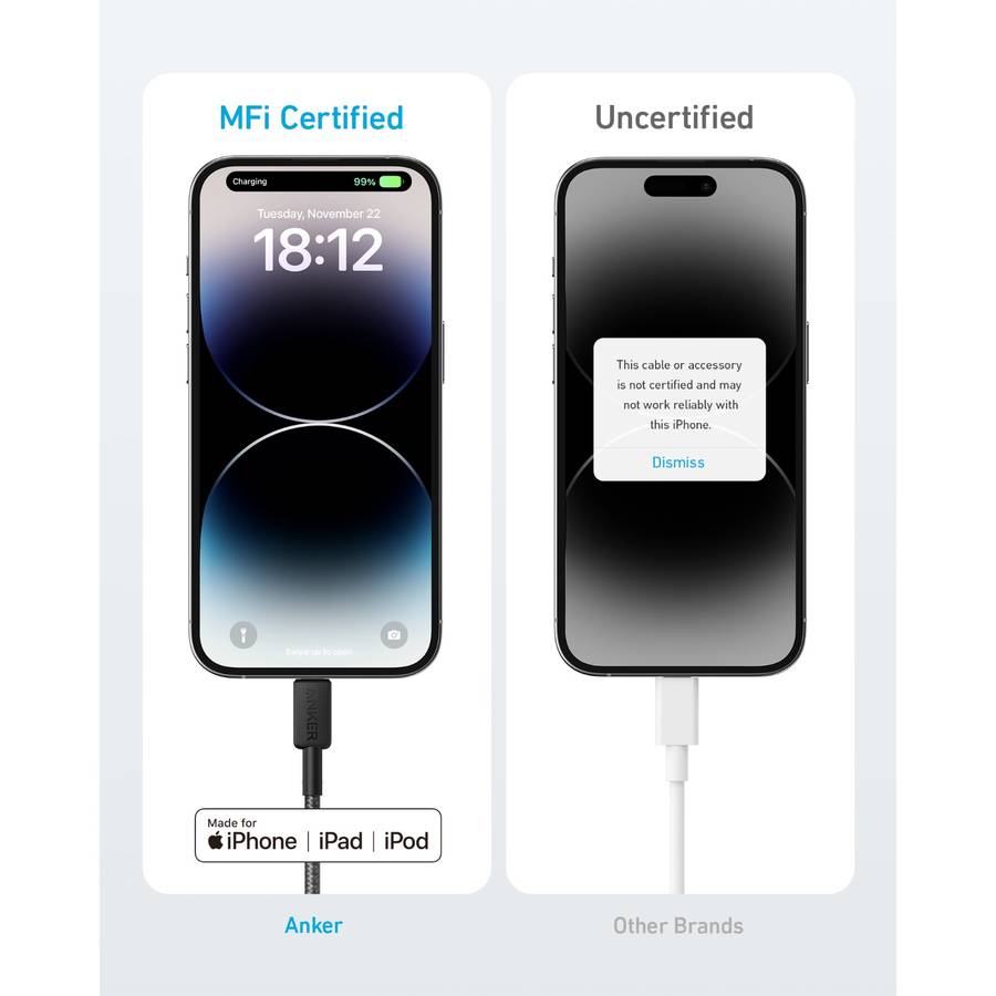 Anker 60W PowerLine Type C To Lightning Cable - 0.9m Black