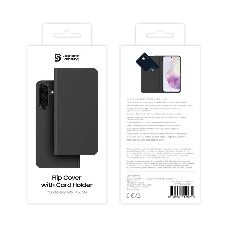Samsung Galaxy A36 5G Mobeen Flip Case with Card Slot - Slim Black