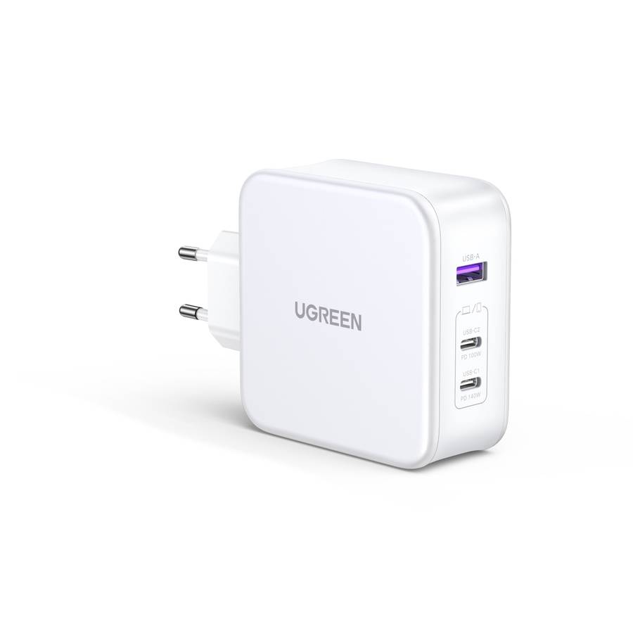 UGREEN 140W GaN Charger - 3 Port Fast Charger - White