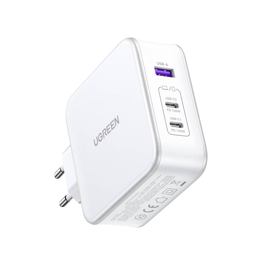 UGREEN 140W GaN Charger - 3 Port Fast Charger - White
