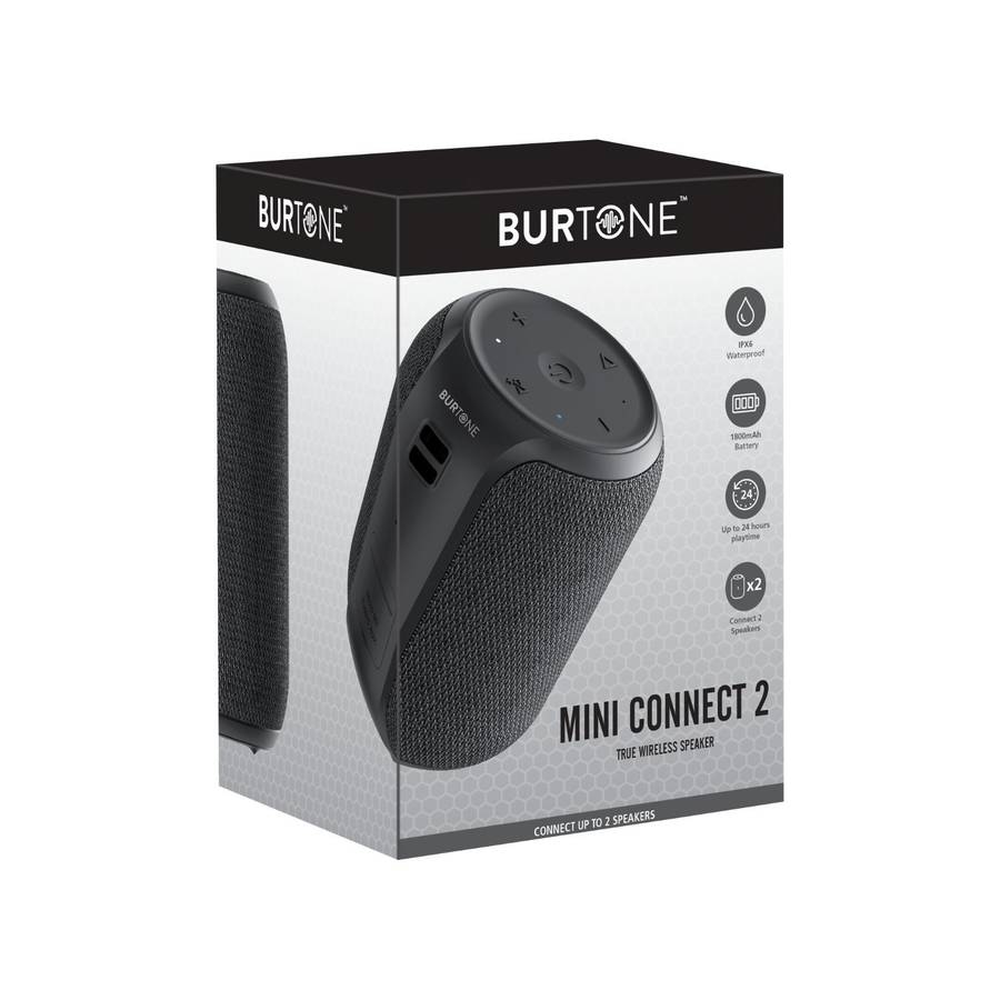 Burtone Mini Connect 2 Portable Bluetooth Speaker - Black