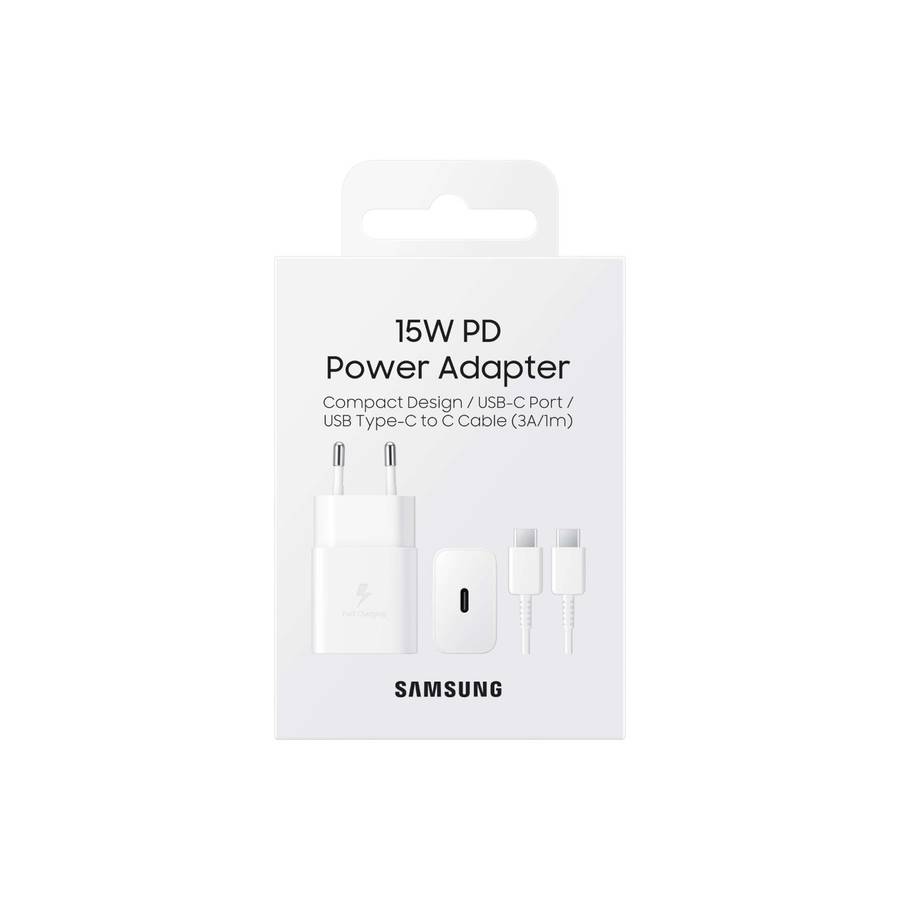 15W Samsung Wall Charger with Type-C Cable  1-Port White