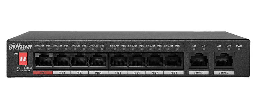 Dahua 8-Port PoE Unmanaged Desktop Switch with 2 Up-Link
