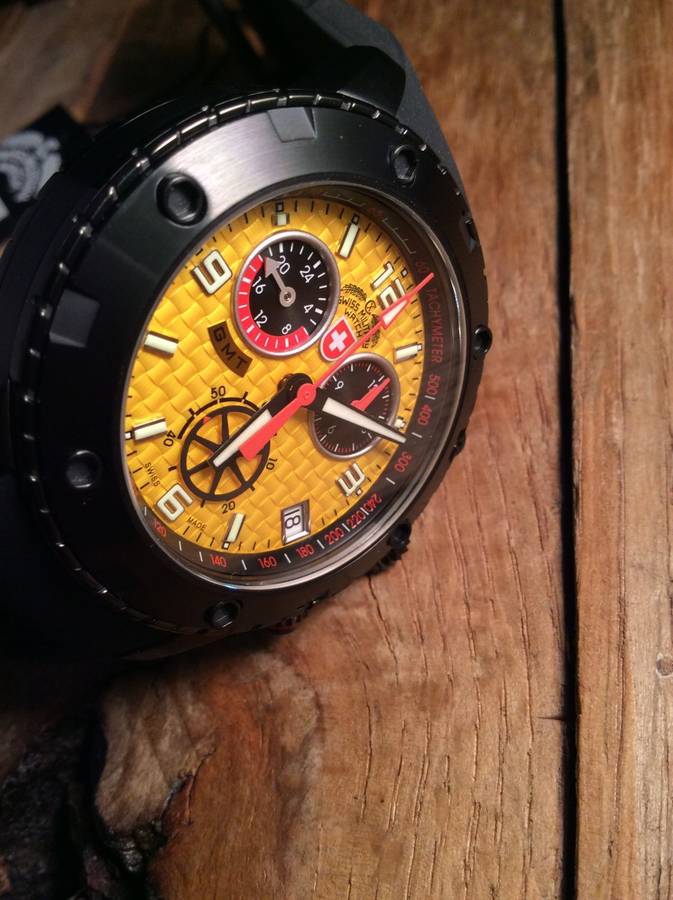 R17,000.00** CX SWISS MILITARY RALLYE DAKAR YELLOW CHRONO WATCH BRAND NEW WITH PAPERS!!