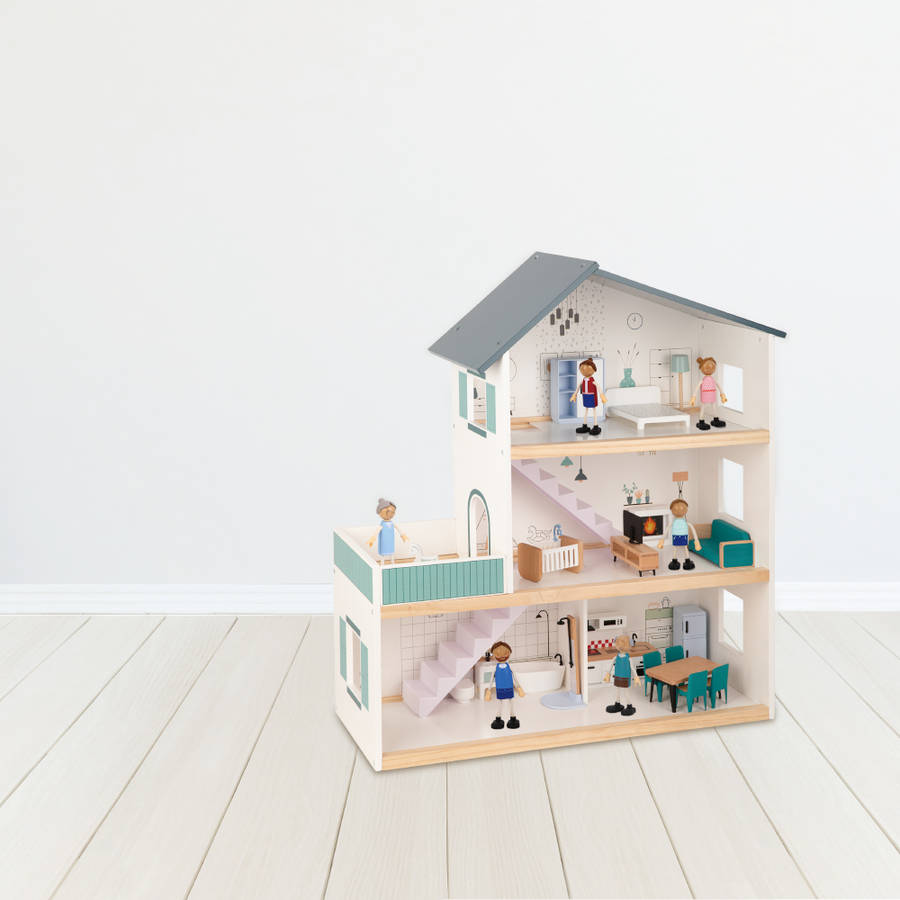 TookyToy - 3-Storey Doll House & Accessories