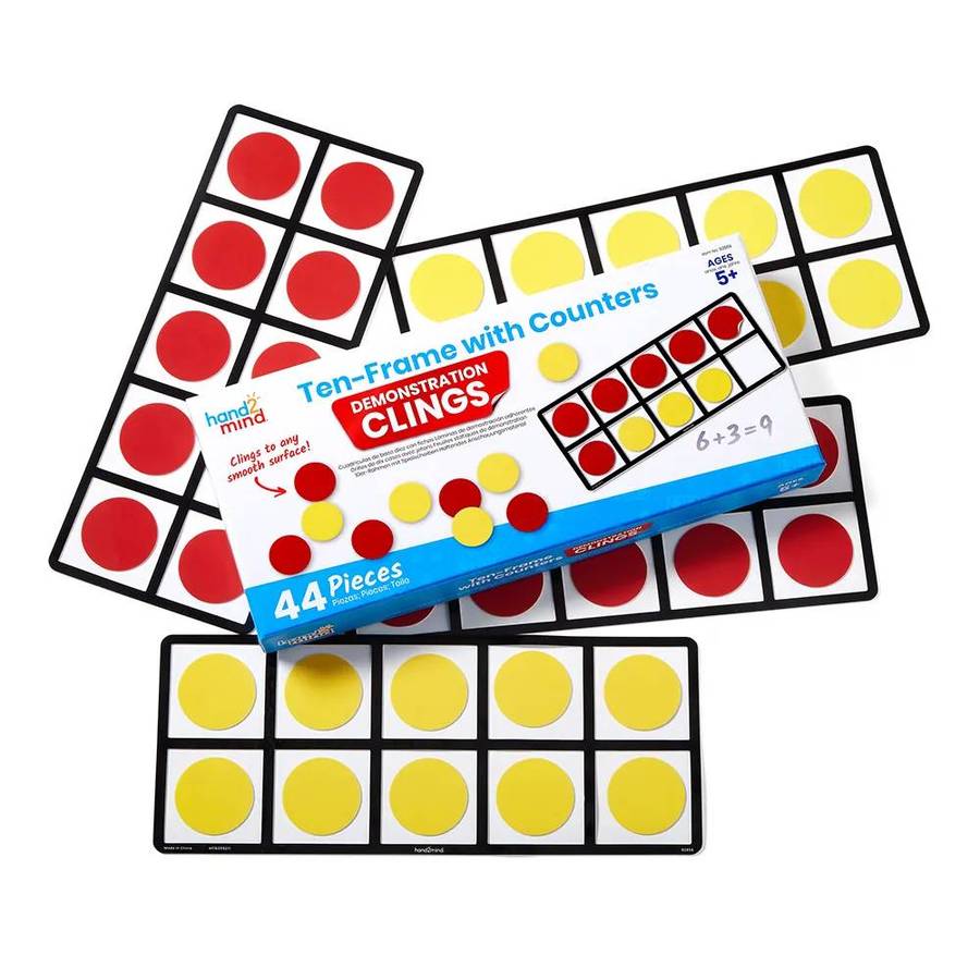 Hand2Mind - Ten Frames With Counters Demonstration Clings: 44 Pieces