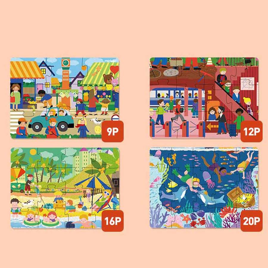 Mideer - Level Up Puzzles - 4-in-1 - Level 2 Daily Scenes