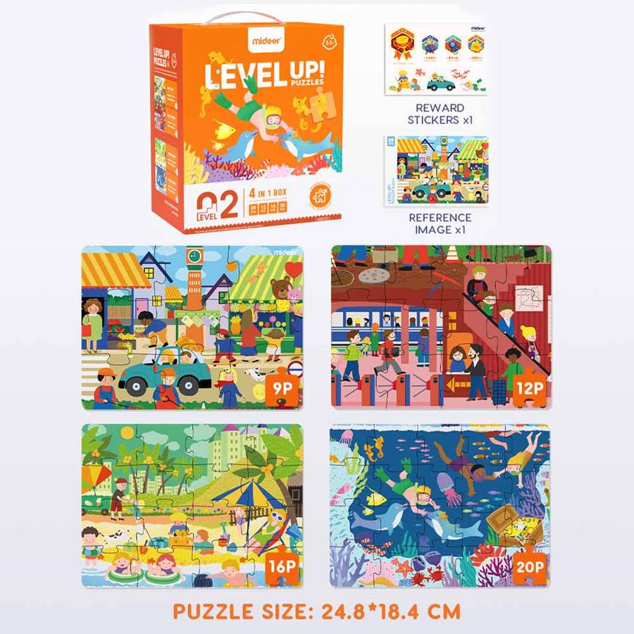 Mideer - Level Up Puzzles - 4-in-1 - Level 2 Daily Scenes