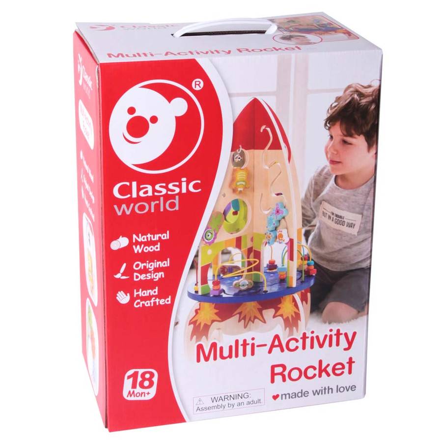 Classic World - Multi-Activity Busy Board Rocket - 37 x 37 x 62 cm