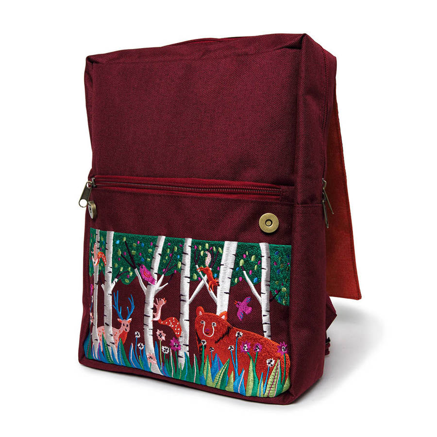 eeBoo - Embroidered Backpack for Kids: Bear in the Woods