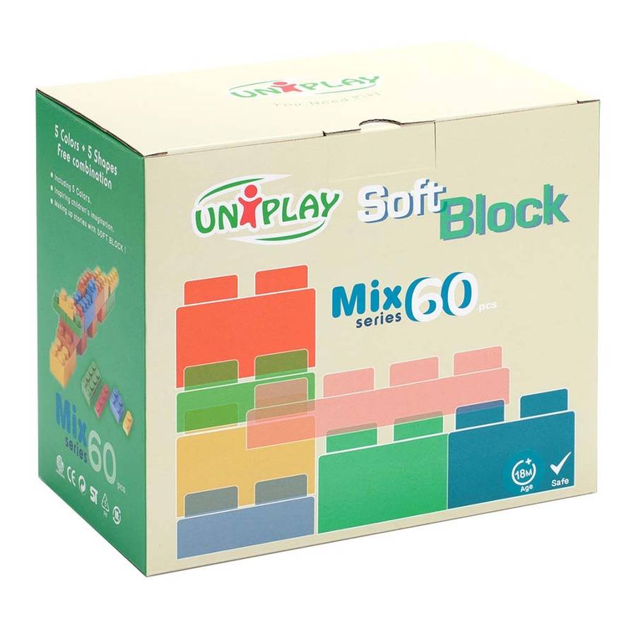 Greenbean - Jumbo Soft Blocks - Mixed - 60pcs - Box