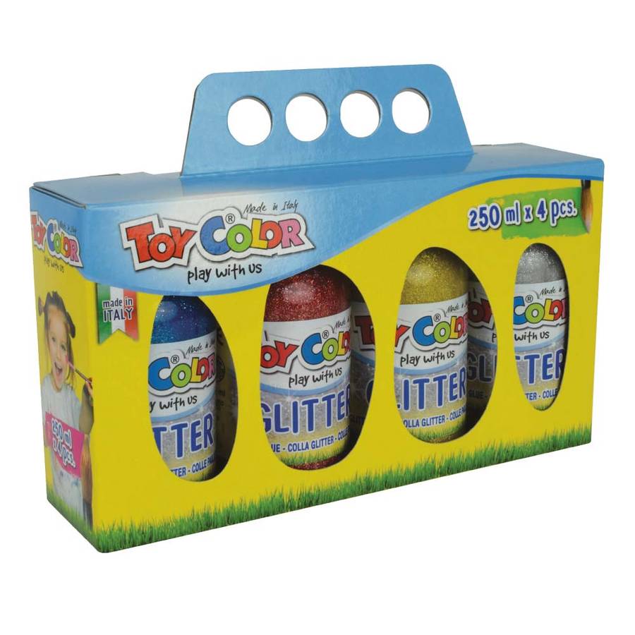 Toy Color - Superwashable Magic Glitter Glue Tempera - 4 x 250ml
