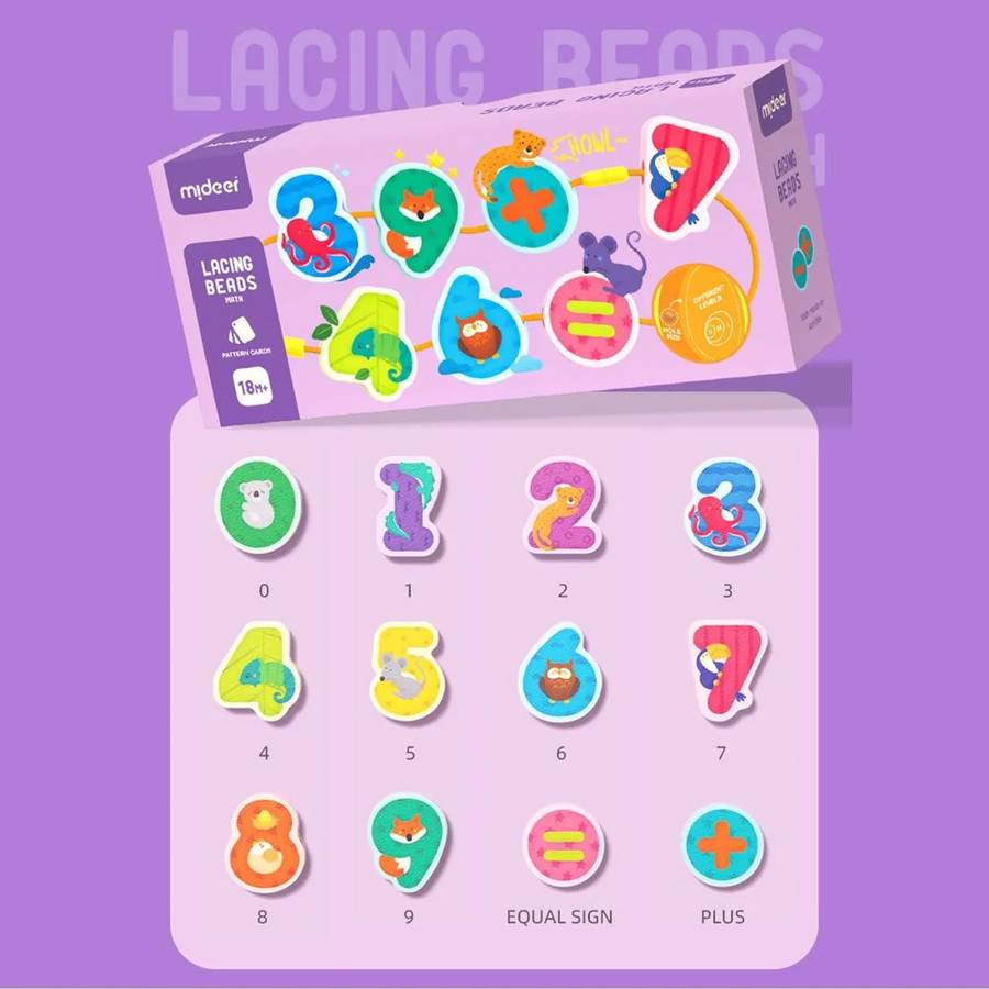 Mideer - Lacing Beads - Numbers and Animals