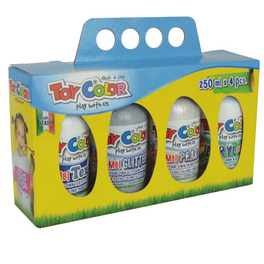 Toy Color - Paint Medium Pack - 4 Effects for Tempera Paints - 4 x 250ml