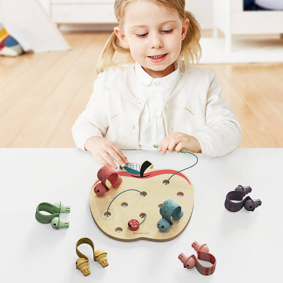 TopBright - Apple Worms Fine Motor Game with Activity Cards