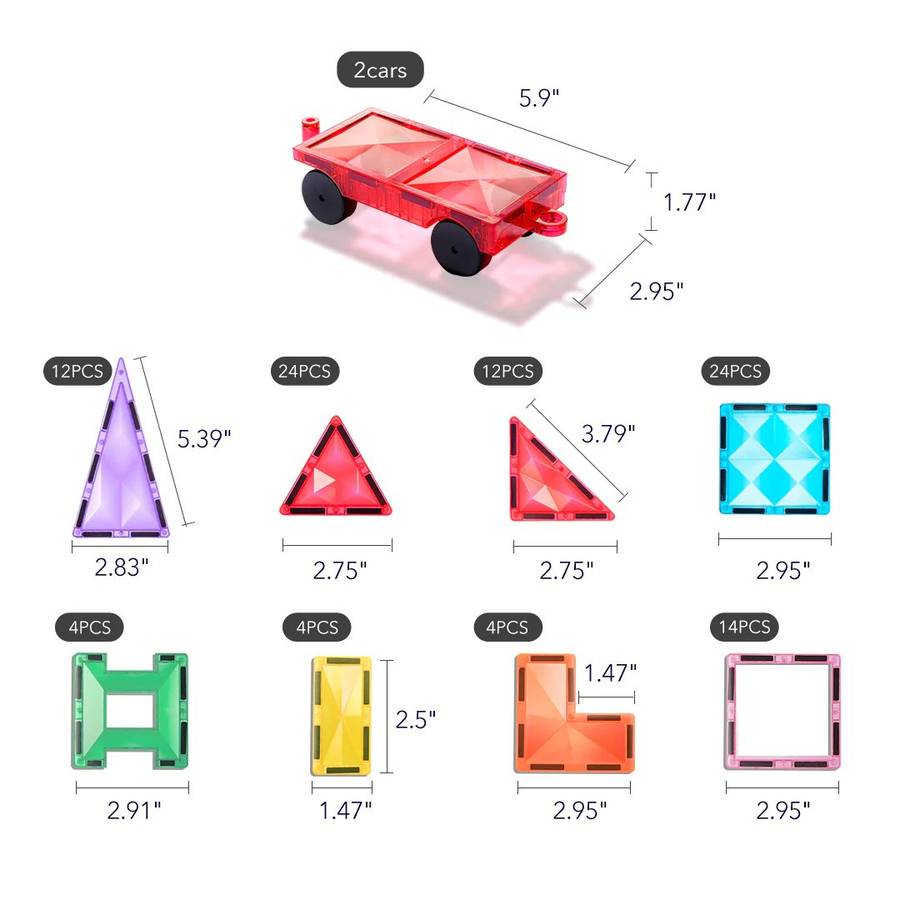 Mideer - Colourful Magnetic Tiles - 100pcs
