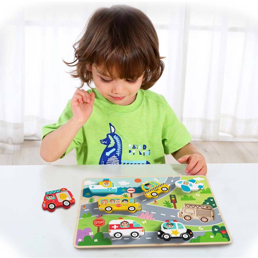 TookyToy - Wooden Chunky Transportation Puzzle