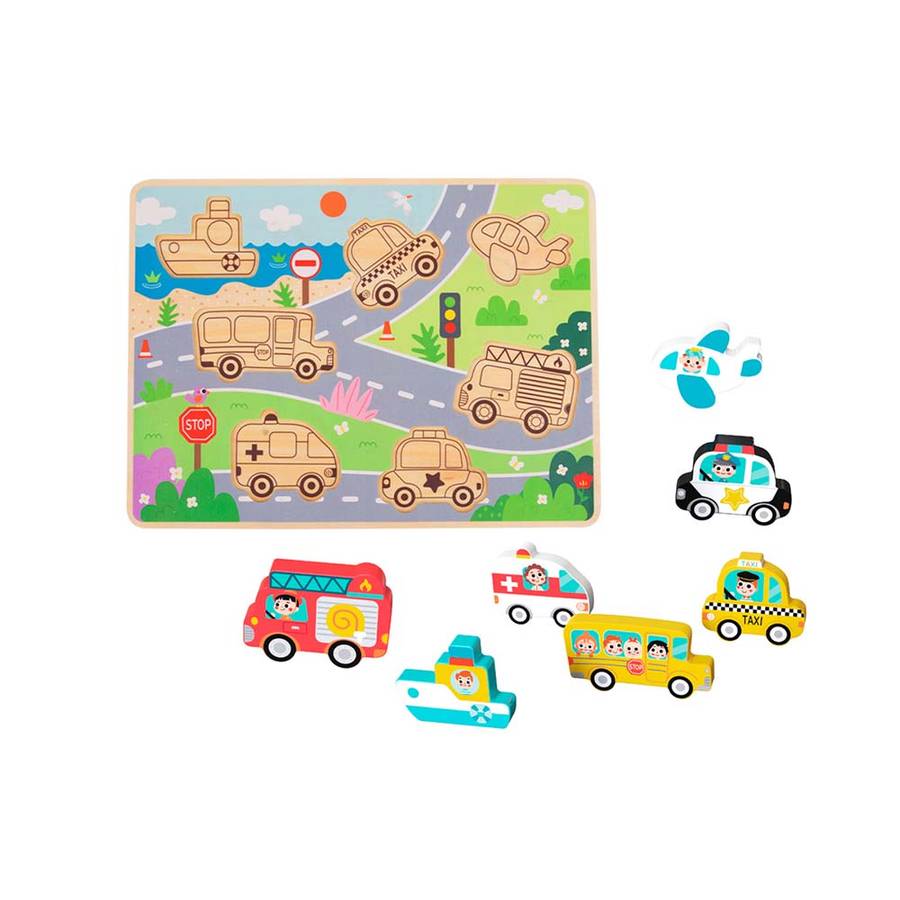 TookyToy - Wooden Chunky Transportation Puzzle