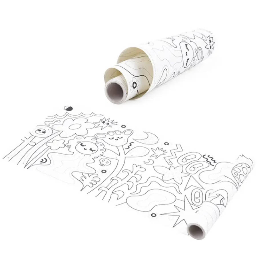 TookyToy - 2-in-1 Dot Art Painting Kit and Colouring Roll: 10 Colours