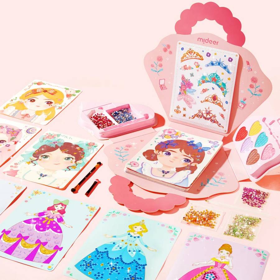 Mideer - 3-in-1 Makeup and Dress Up Arts & Crafts Book Set: Princess Fantasy Makeup