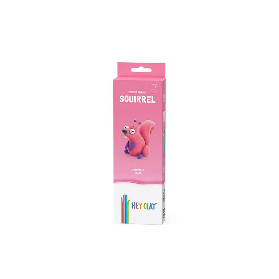 Hey Clay - Modelling Air-Dry Clay with Fun Interactive App - Squirrel, series Forest Animals, 3 cans
