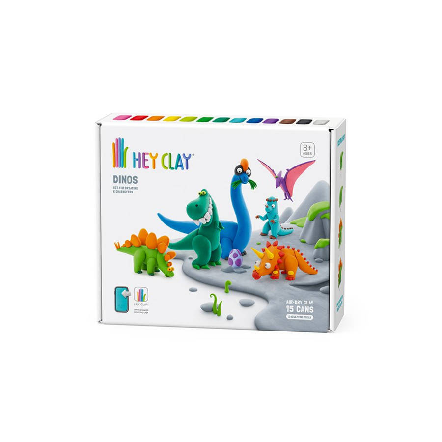 Hey Clay - Modelling Air-Dry Clay with Fun Interactive App - Dinos, 15 cans