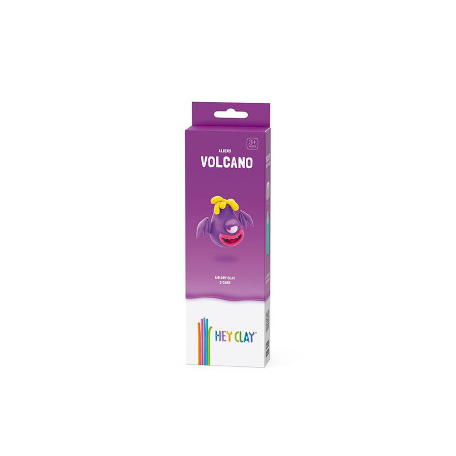 Hey Clay - Modelling Air-Dry Clay with Fun Interactive App - Volcano, series Aliens, 3 cans