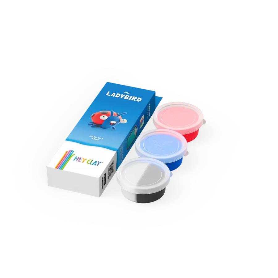 Hey Clay - Modelling Air-Dry Clay with Fun Interactive App - Ladybird, series Bugs, 3 cans
