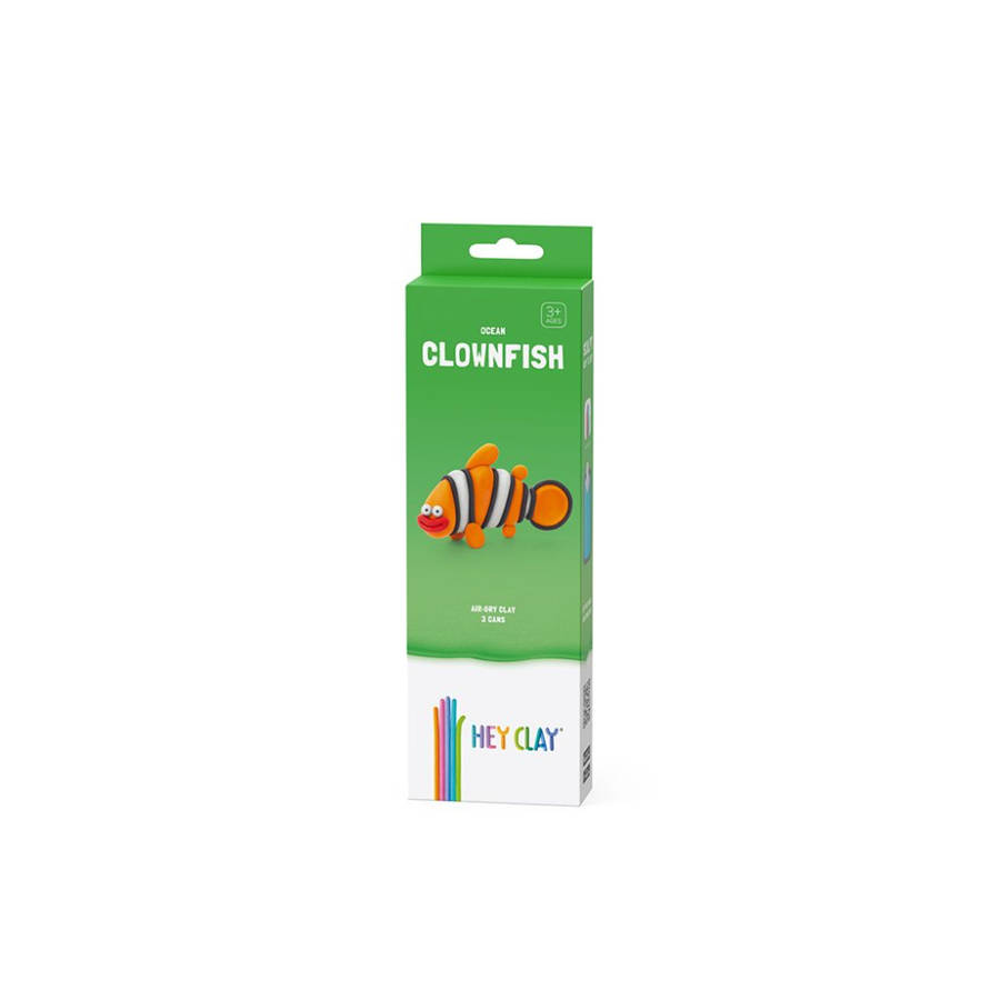 Hey Clay - Modelling Air-Dry Clay with Fun Interactive App - Clownfish, series Ocean, 3 cans