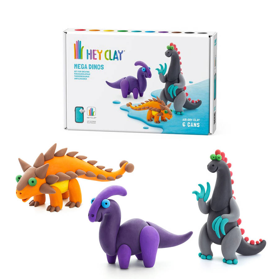 Hey Clay - Modelling Air-Dry Clay with Fun Interactive App - Ankylosaurus, Parasaurolophus, Theri...