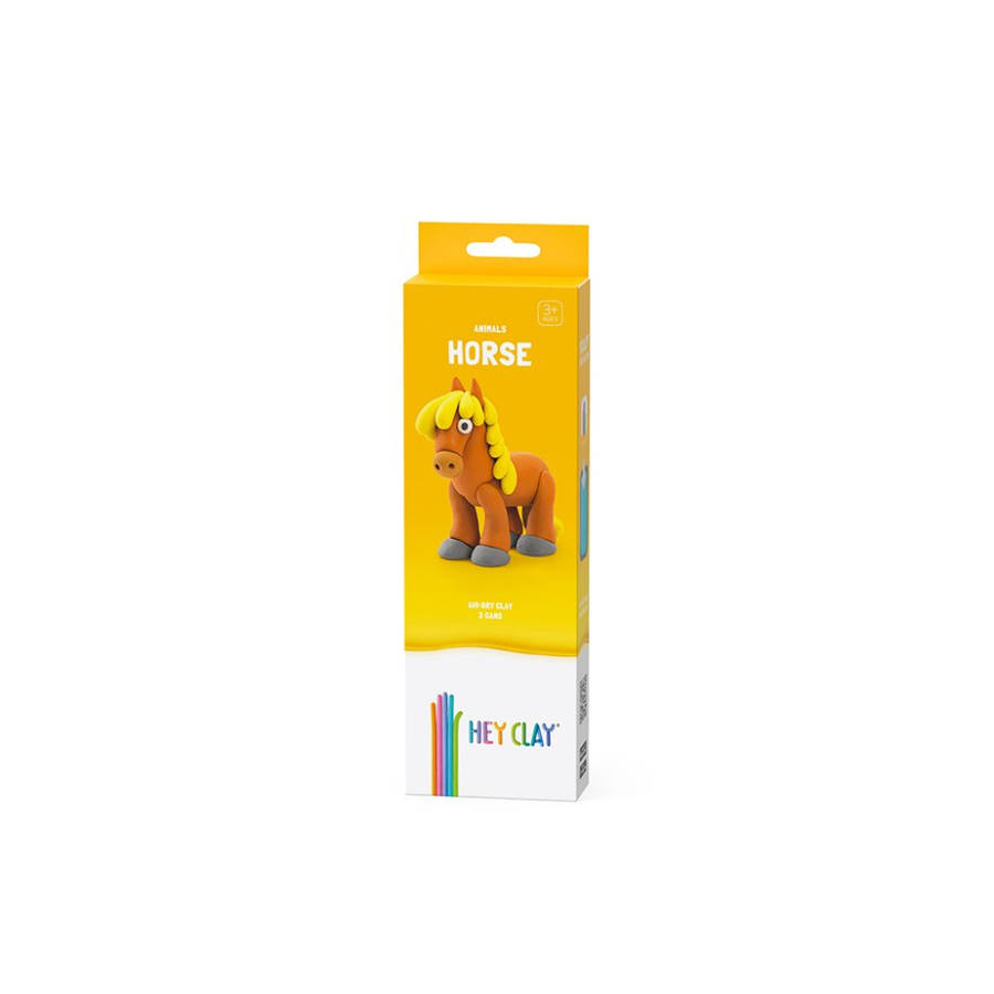 Hey Clay - Modelling Air-Dry Clay with Fun Interactive App - Horse, series Animals, 3 cans