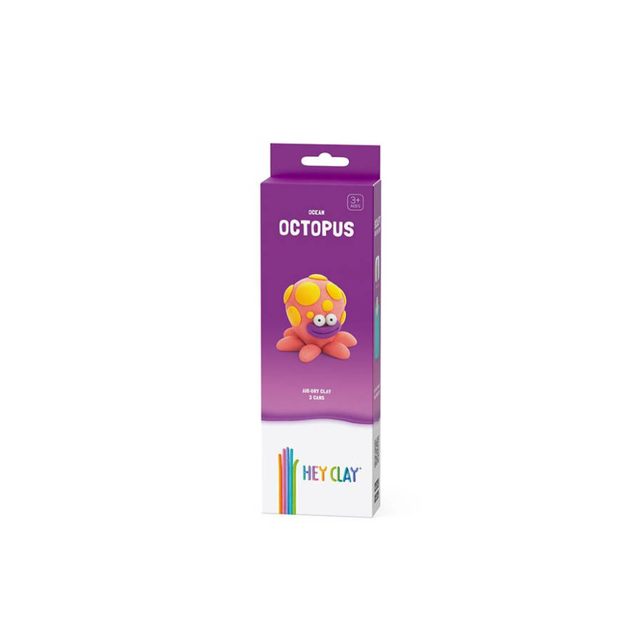 Hey Clay - Modelling Air-Dry Clay with Fun Interactive App - Octopus, series Ocean, 3 cans