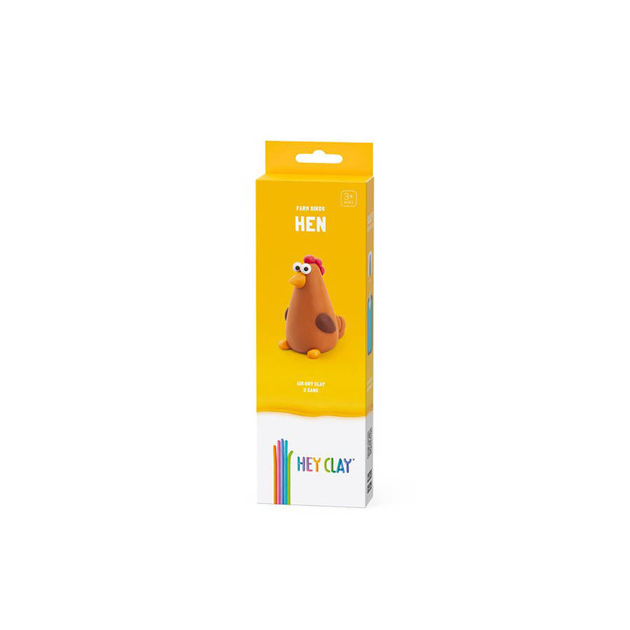 Hey Clay - Modelling Air-Dry Clay with Fun Interactive App - Hen, series Farm Birds, 3 cans