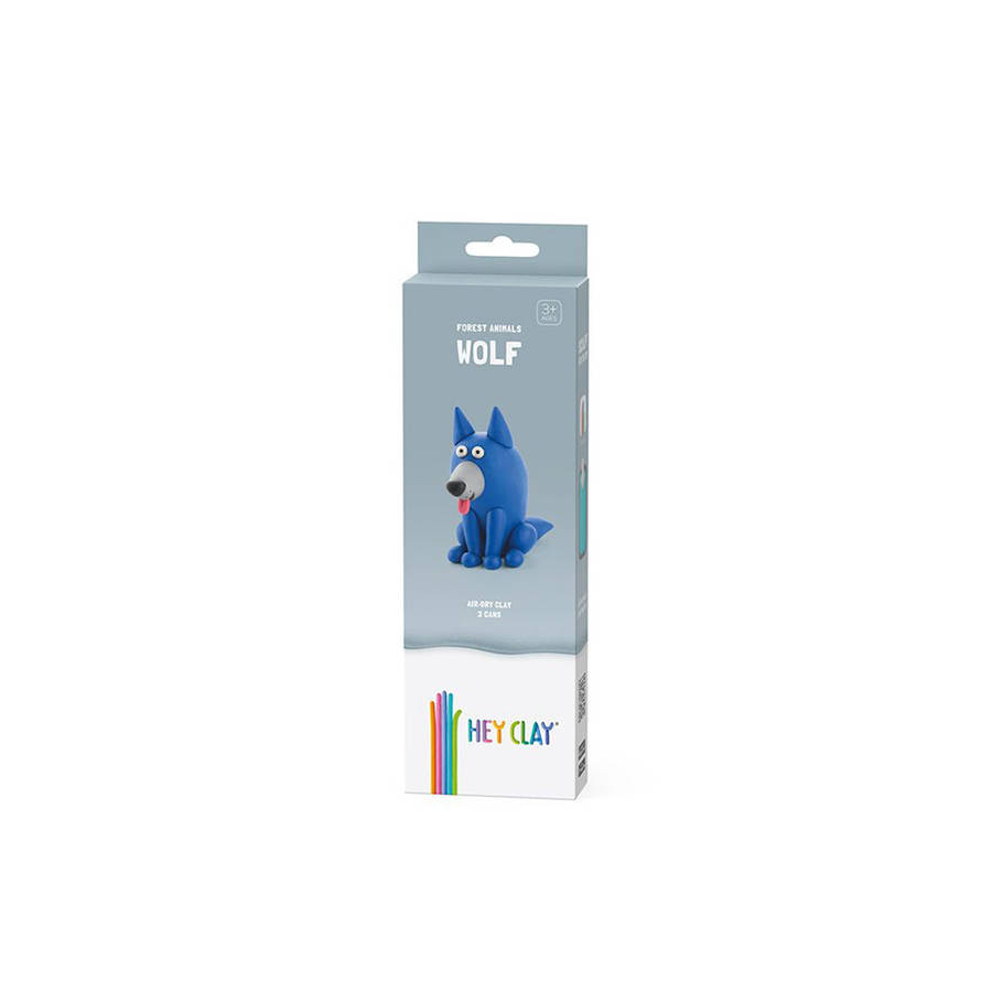Hey Clay - Modelling Air-Dry Clay with Fun Interactive App - Wolf, series Forest Animals, 3 cans