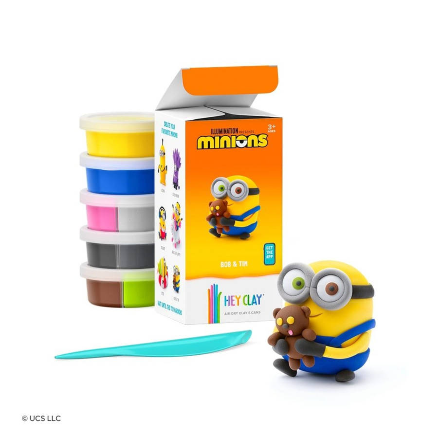 Hey Clay - Modelling Air-Dry Clay with Fun Interactive App - Bob & Tim, Series Minions, 5 cans