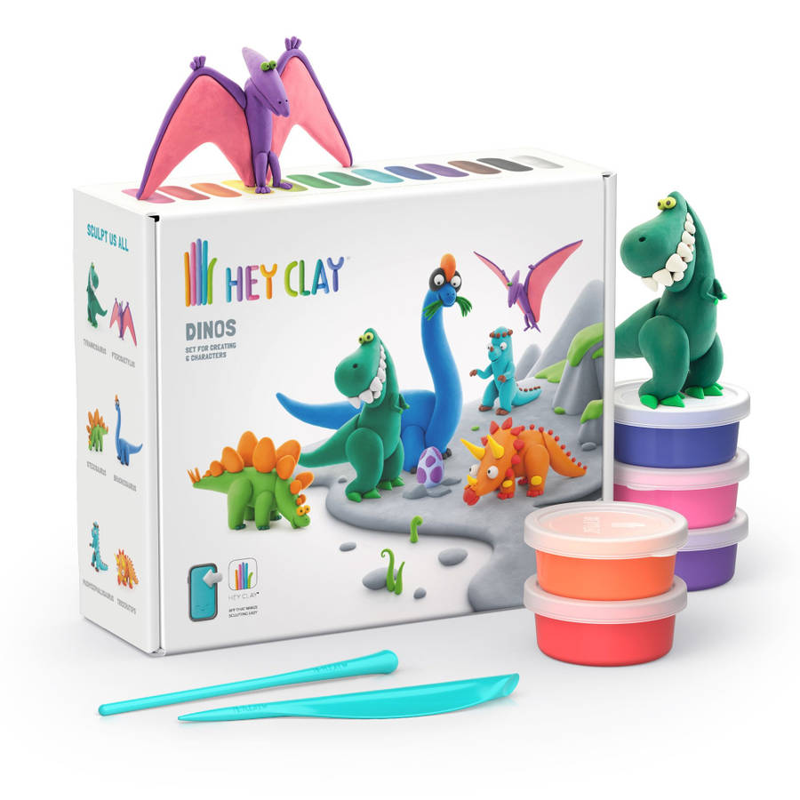 Hey Clay - Modelling Air-Dry Clay with Fun Interactive App - Dinos, 15 cans