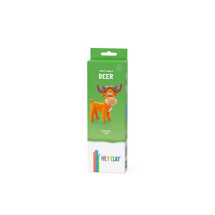 Hey Clay - Modelling Air-Dry Clay with Fun Interactive App - Deer, series Forest Animals, 3 cans