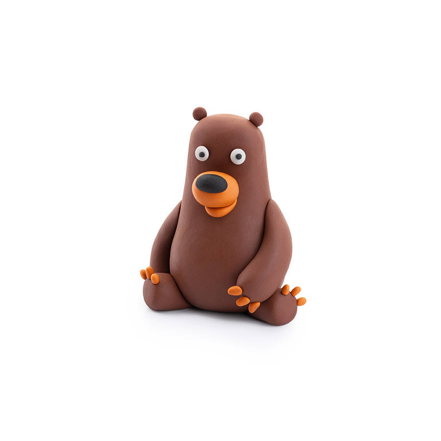Hey Clay - Modelling Air-Dry Clay with Fun Interactive App - Bear, series Forest Animals, 3 cans