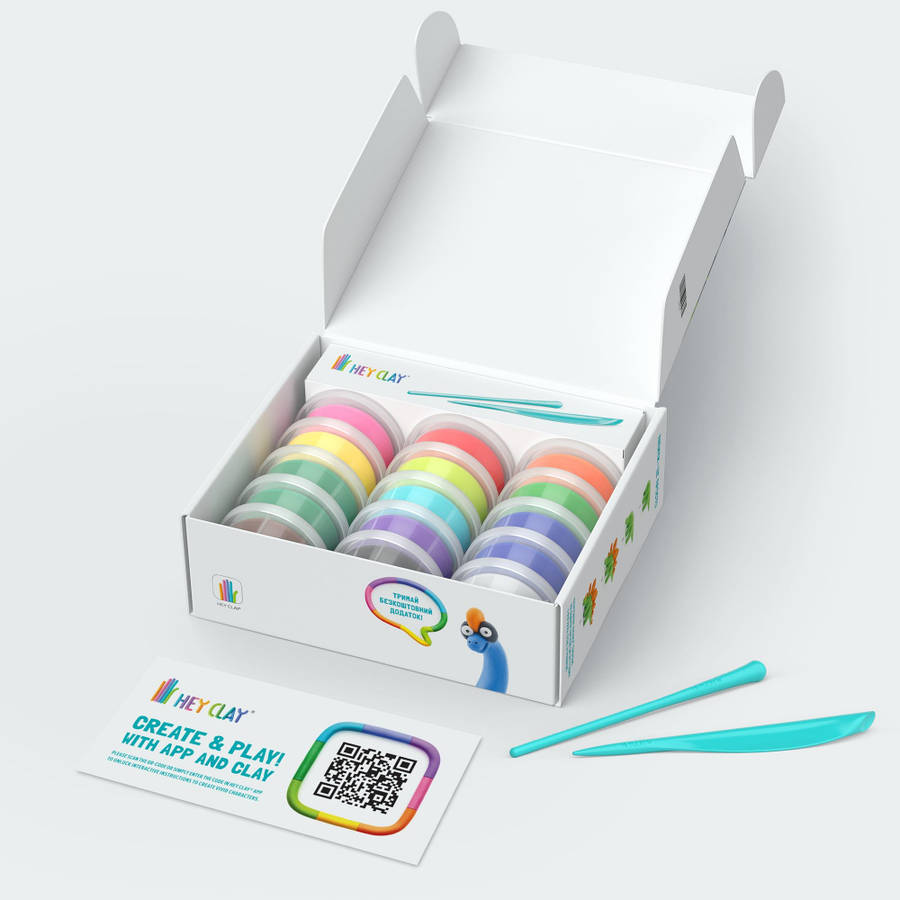 Hey Clay - Modelling Air-Dry Clay with Fun Interactive App - Dinos, 15 cans