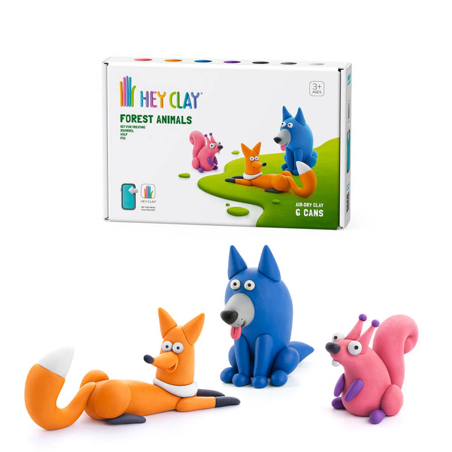 Hey Clay - Modelling Air-Dry Clay with Fun Interactive App - Wolf, Fox, Squirrel, Series Forest A...
