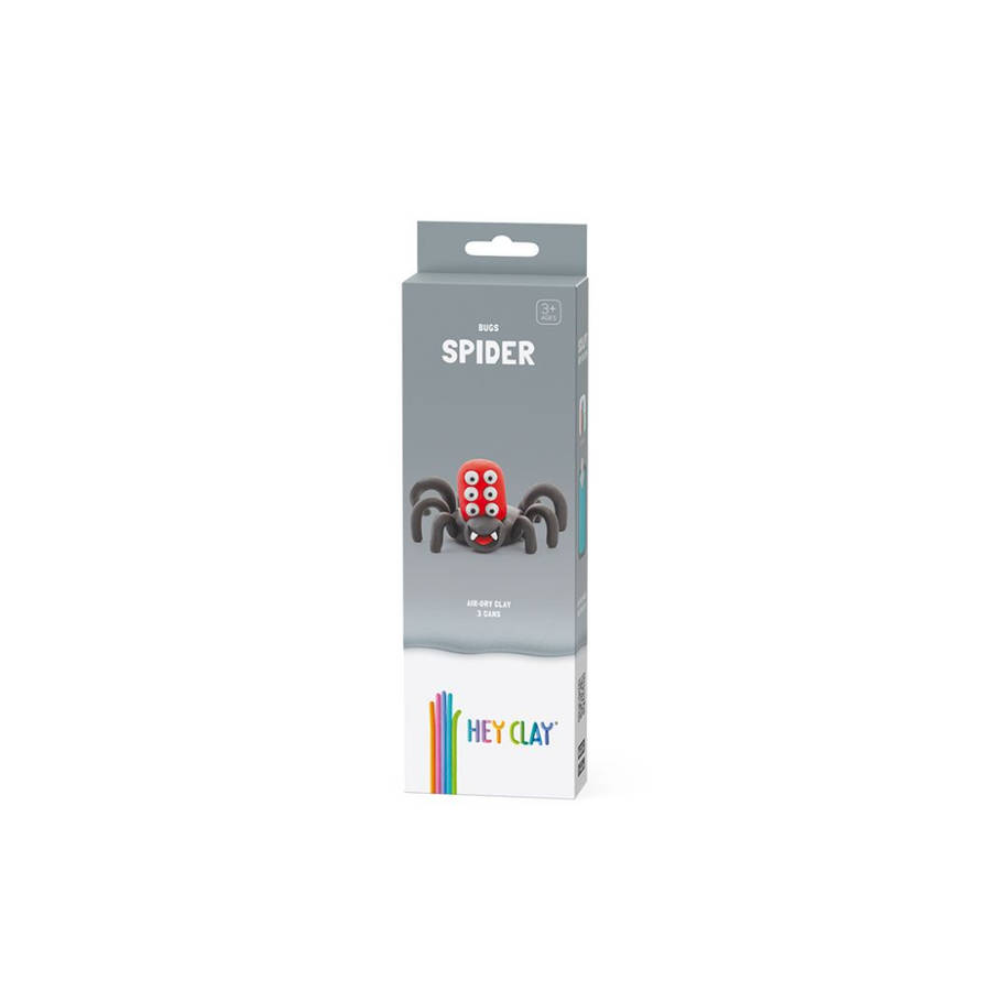 Hey Clay - Modelling Air-Dry Clay with Fun Interactive App - Spider, series Bugs, 3 cans