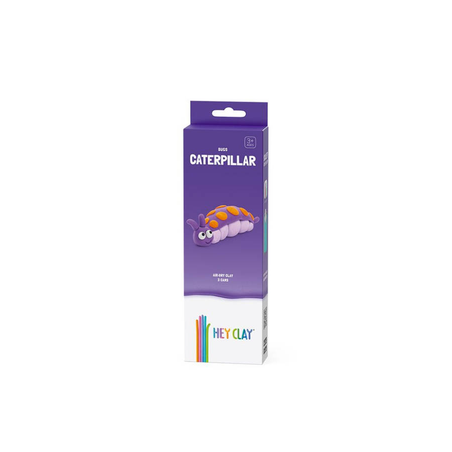 Hey Clay - Modelling Air-Dry Clay with Fun Interactive App - Caterpillar, series Bugs, 3 cans