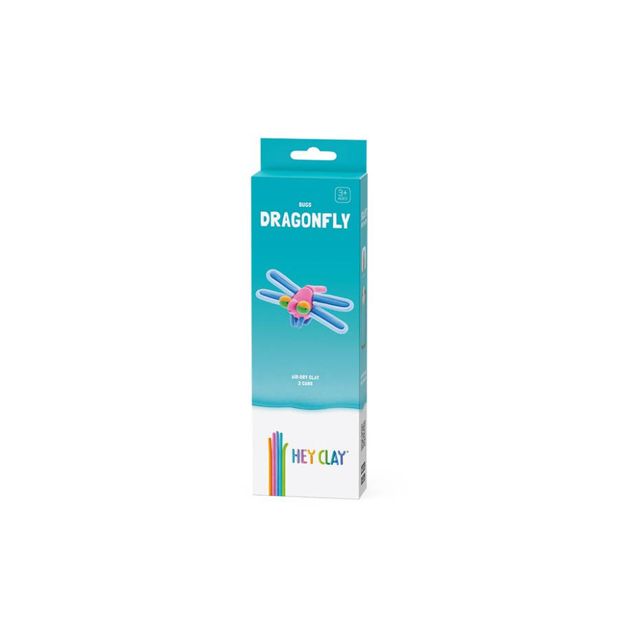 Hey Clay - Modelling Air-Dry Clay with Fun Interactive App - Dragonfly, series Bugs, 3 cans