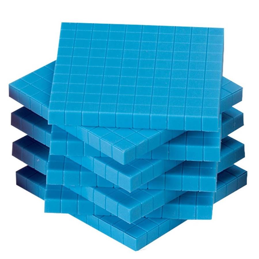 EDX Education - Base Ten Blocks - Plastic - Blue Flats - 10pcs Polybag