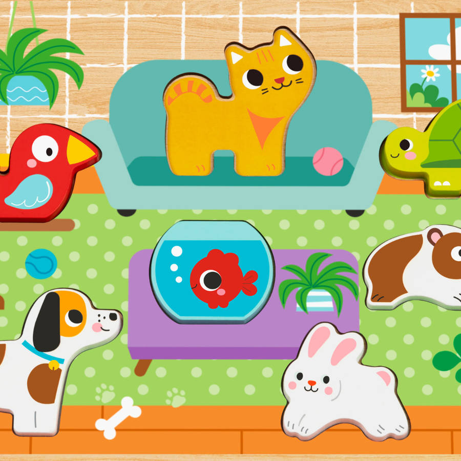 hi Pando - Chunky Wooden Puzzle - Pets - 8pcs