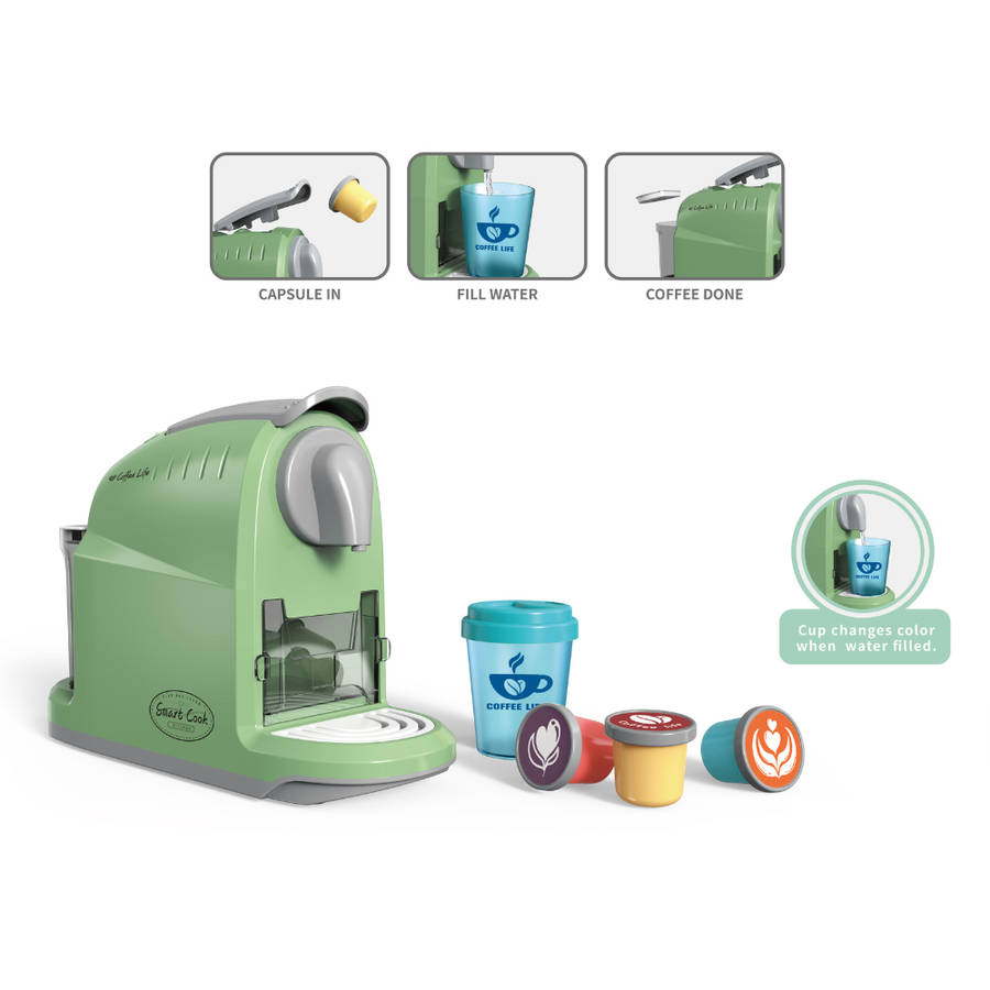 Pretend & Play Coffee Maker Set with Sounds & Colour Changing Cup - Green