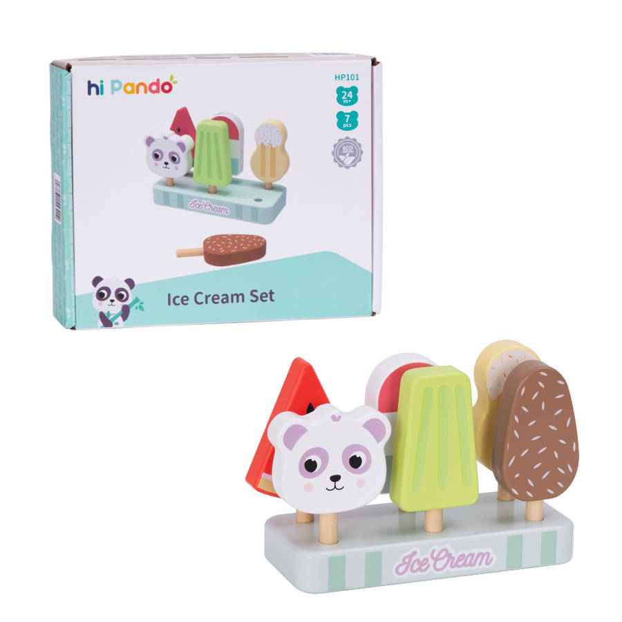 hi Pando - Pretend & Play Wooden Ice Cream Set - 7pcs
